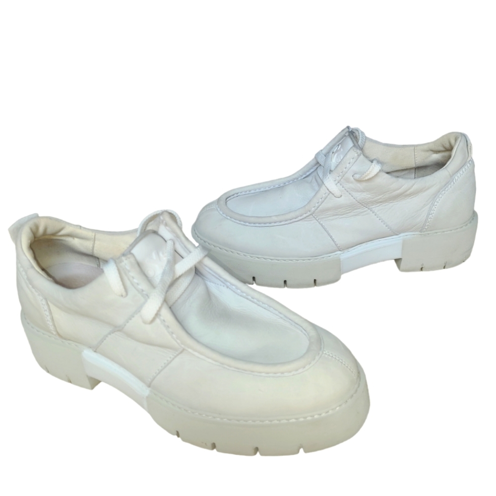 OXS Derbies Chunky Lug Sole Lace up Light Gray Oxfords Women's Size 6.5